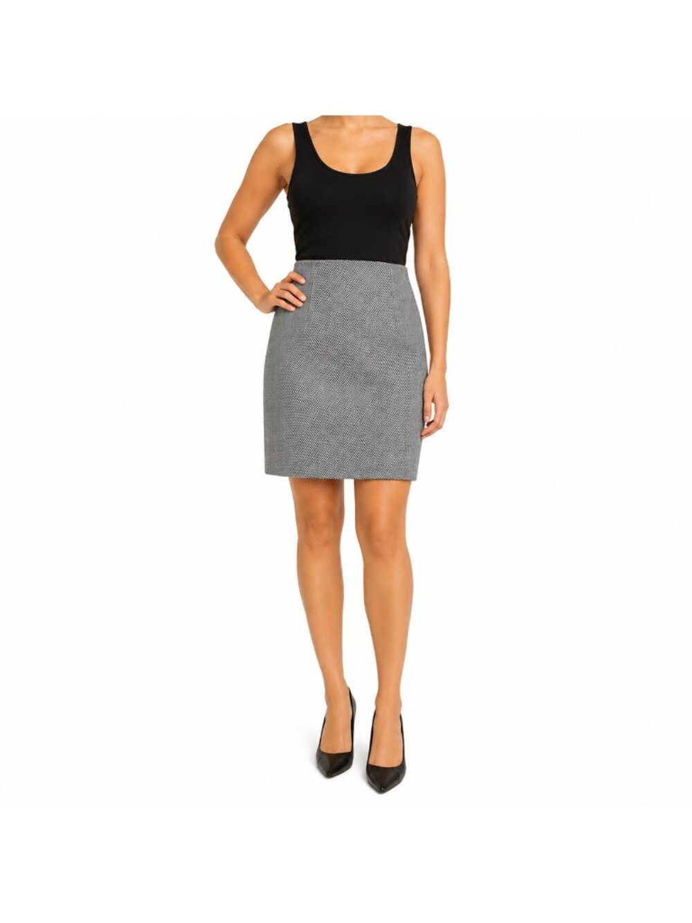 Club Monaco Black White Stripe Wool Wrap Skirt - 8